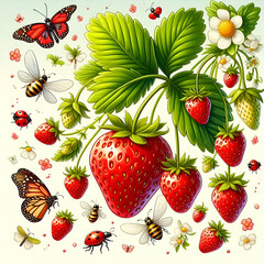Strawberry abstract art or illustration background template
