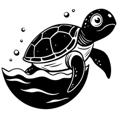 a baby turtle hatching and racing to the ocean