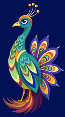 Obraz premium A colorful peacock with a blue background