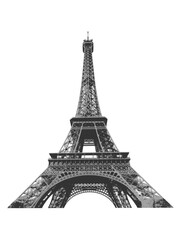 Obraz premium Black and white Eiffel Tower silhouette vector. Outline shape of Eiffel Tower in Paris, France.