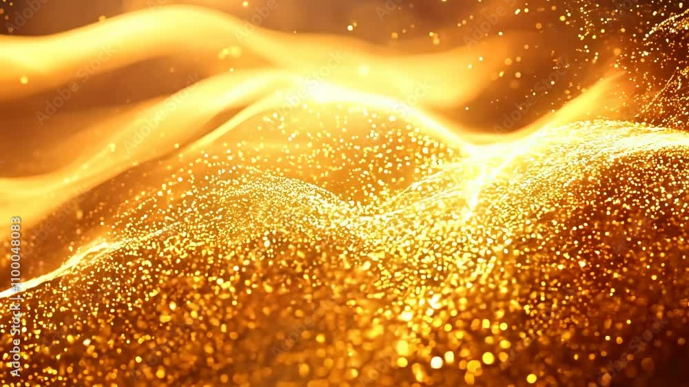Poster a bright yellow background with a lot of sparkles. the sparkles are scattered all over the backgroun