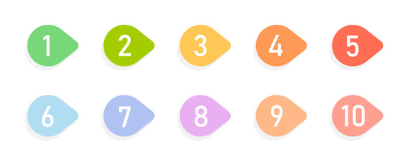 Number bullet point design element set. List numbers for infographics - simple colorful modern graphic design.