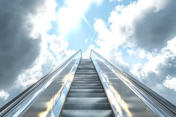 A stair leading up to the sky, disappearing into the clouds, 