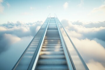 A stair leading up to the sky, disappearing into the clouds, 