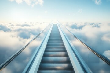 A stair leading up to the sky, disappearing into the clouds, 
