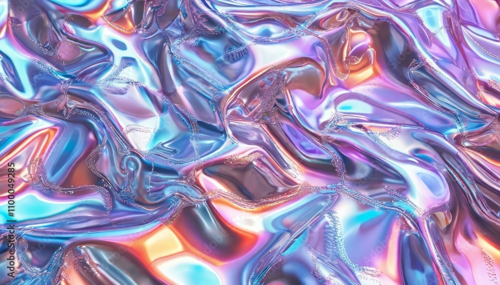 Aufkleber cool background loop of holographic texture. vibrant aqua menthe color with motion. abstract smooth 