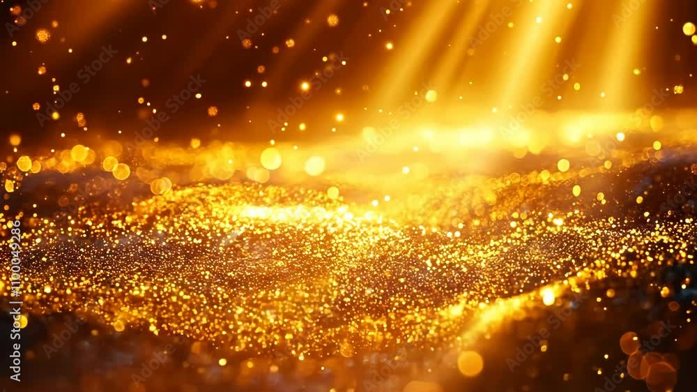 Poster a bright yellow background with a lot of sparkles. the sparkles are scattered all over the backgroun