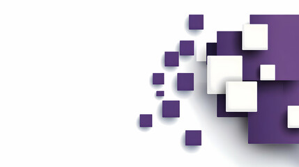 Abstract geometric background with purple and white cubes, creating a modern and minimalist design.
