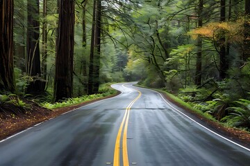 Obraz premium Road in the redwood forest