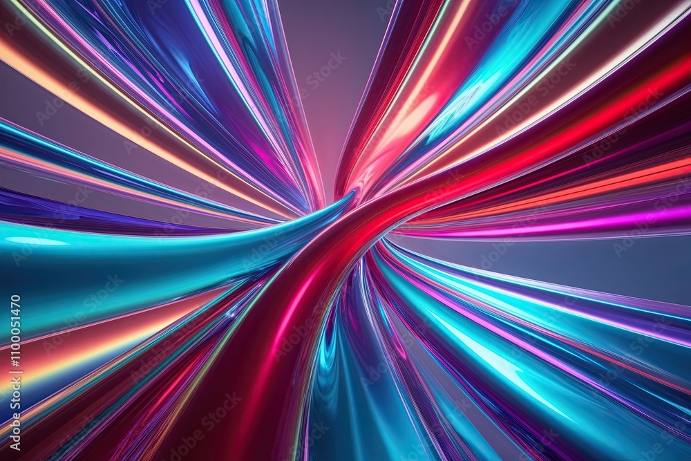Poster vibrant fluid ribbons in luminous 3d design with dynamic color gradient background