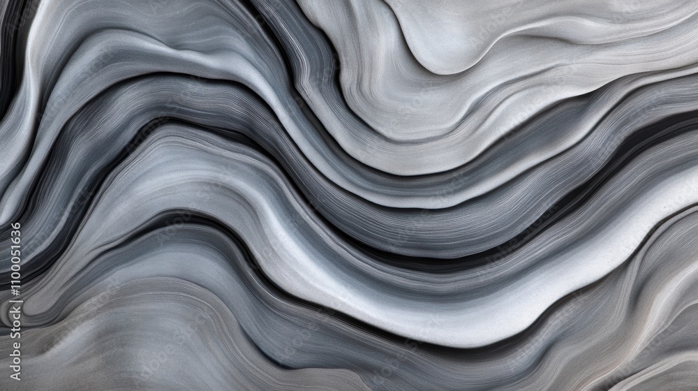 Poster abstract grayscale waves create a mesmerizing, fluid pattern, ai