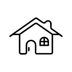 Fototapeta premium Simple line interface house icon, black and white, on white background