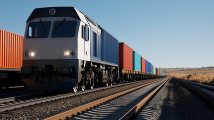 Obraz premium Freight Train Transporting Cargo Containers