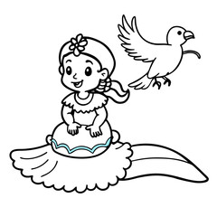 Fototapeta premium lineart of bird with heart