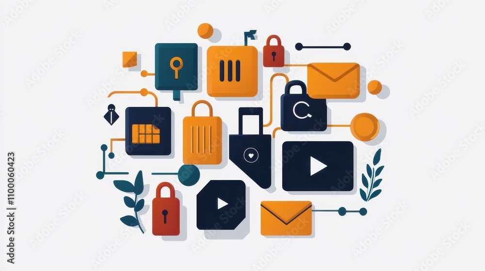 Poster ssl certificate standard digital security icons with a modern design in vibrant colors.