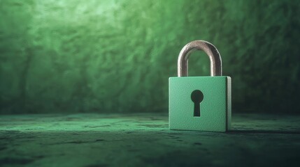 SSL Certificate Standard Green padlock on a textured surface with a moody background.