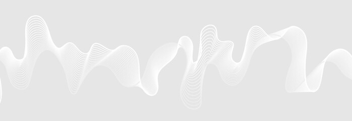 Obraz premium Grey white abstract futuristic soundwaves concept background. Vector banner design