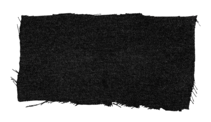 A piece of torn black fabric on a white background. Textile isolate