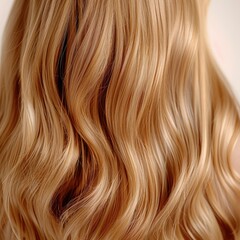 Naklejka premium Close up of light brown and blond hair. Wavy curls.