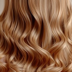 Fototapeta premium Close up of light brown and blond hair. Wavy curls.