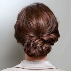 Beautiful female hairstyle with brown hair isolated on white