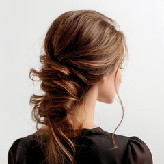 Obraz premium Beautiful female hairstyle with brown hair isolated on white