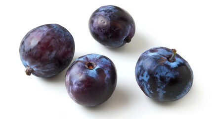Obraz premium photograph of Prunes isolated on white background with clipping path wide angle lens