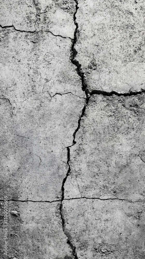 Aufkleber weathered concrete surface with deep, intersecting cracks forming a stark pattern. textured gray bac