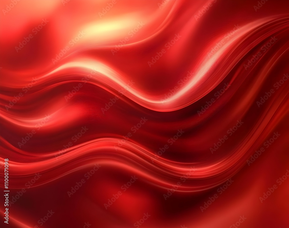 Poster abstract red wave background with flowing, dynamic curves and smooth, silky texture.