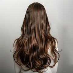 Naklejka premium Brunette wig in wind on white background.