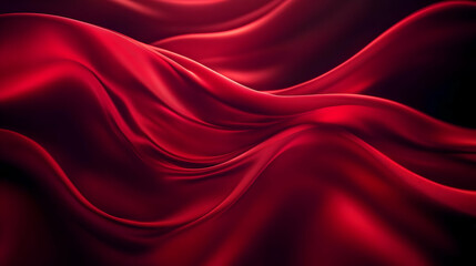 Obraz premium Abstract red silk fabric with smooth, elegant waves and folds, creating a luxurious and sensual texture.