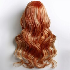 Fototapeta premium Strawberry blonde dyed natural hair wig isolated on white background
