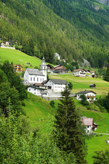 The view of Zaunhof village in Pitztal valley in the Austrian Alps      