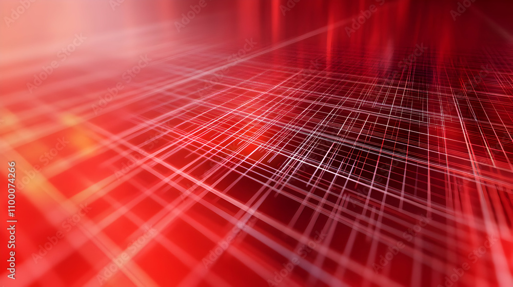 Poster abstract red grid pattern with glowing lines, creating a dynamic and energetic background.
