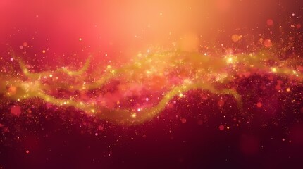 Fototapeta premium Bright splashes of gold pattern on a beautiful background with red, burgundy and pink shades, gradients and transitions