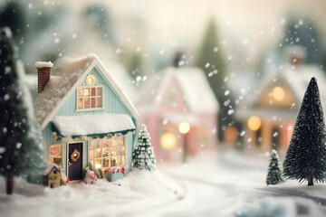 Christmas Street in a snowy Diorama scene