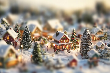 Christmas Village Diorama Tilt Shift Effect