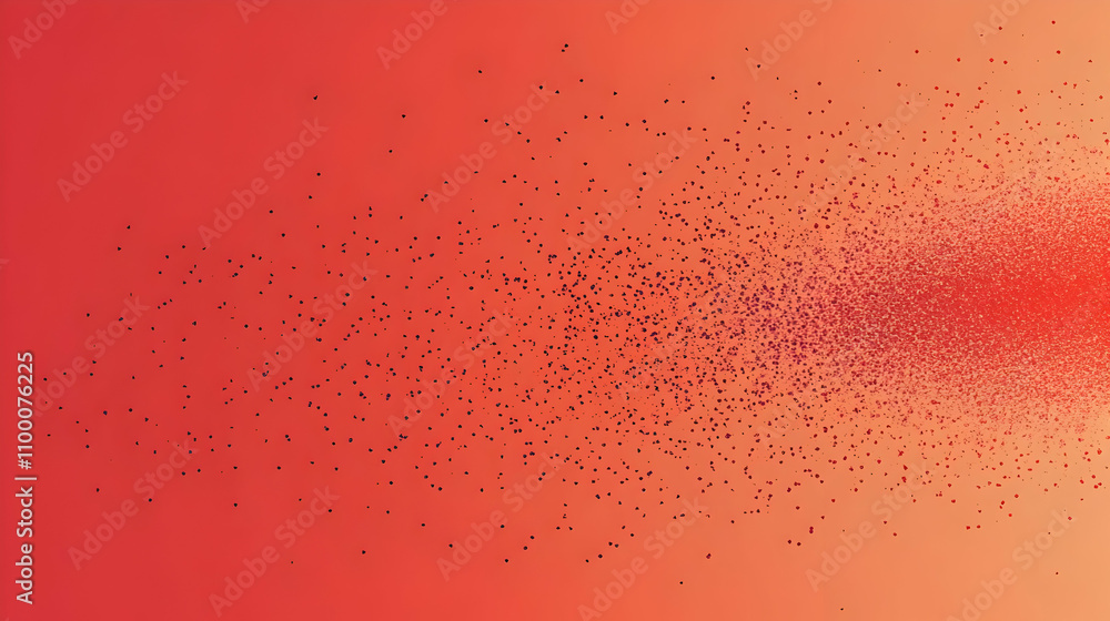 Poster abstract orange background with scattered particles, creating a dynamic and energetic visual effect.