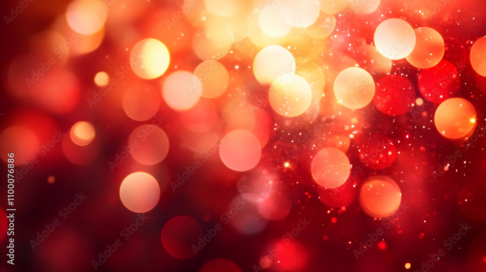 Aufkleber abstract red and orange bokeh background with sparkling lights and dust particles, perfect for festi