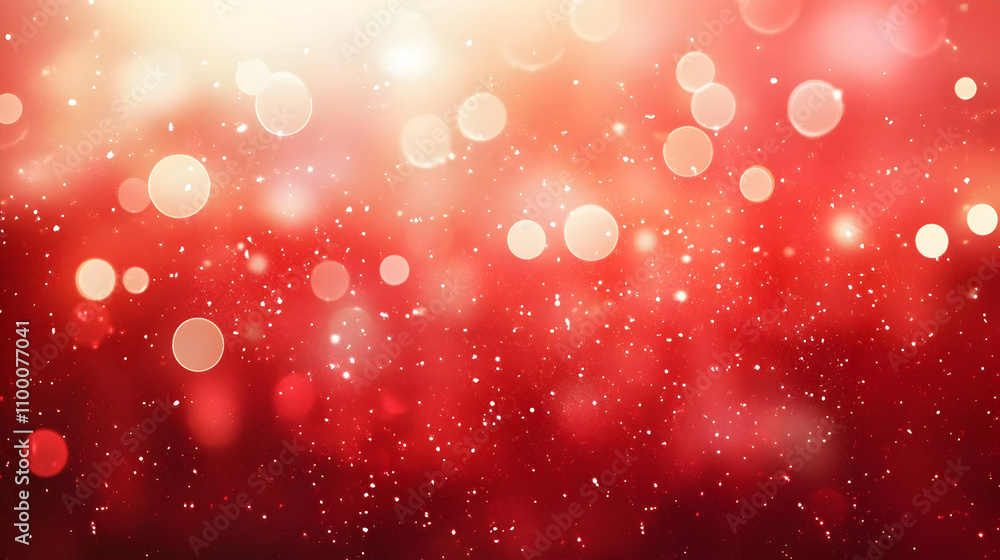 Aufkleber red bokeh background with soft light, glowing circles, and sparkling particles, ideal for festive or