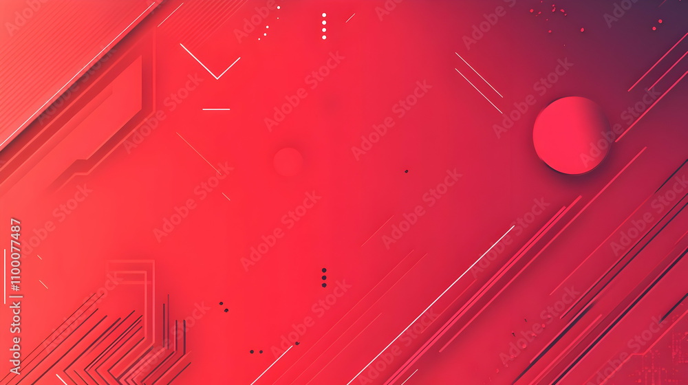 Aufkleber abstract red background with geometric shapes and lines.