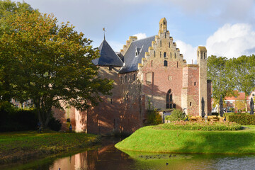 Naklejka premium Medemblik, Netherlands. October 5, 2024. Castle Radboud near Medemblik in Holland.