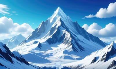 Fototapeta premium Majestic snowy mountains under clear blue sky