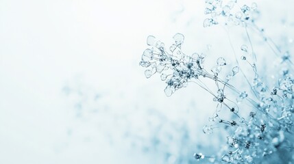 Delicate flower silhouette against a soft blue background.