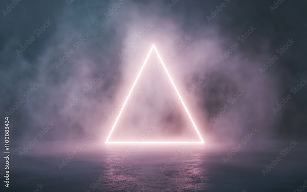 Aufkleber a glowing triangle shape illuminated in mist over a tranquil water surface.