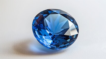 Fototapeta premium A beautifully cut blue gemstone reflecting light and showcasing intricate facets.