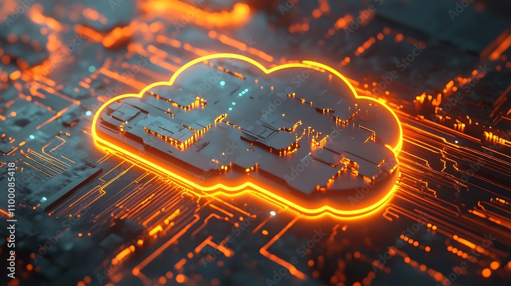 Poster cloud computing digital technology circuit board