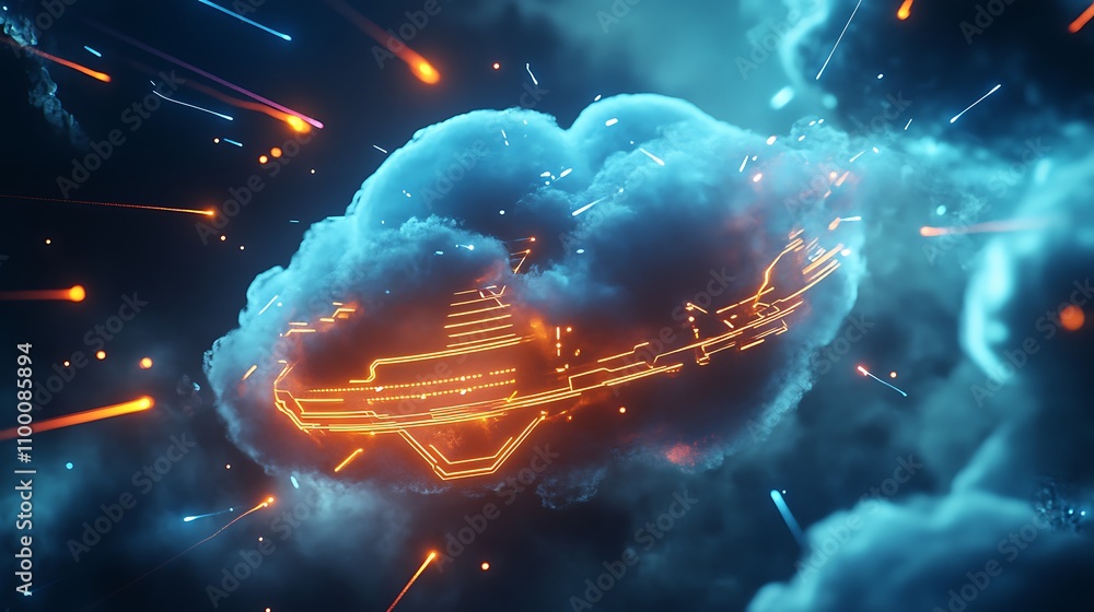 Aufkleber futuristic circuitry embedded within a cloud formation