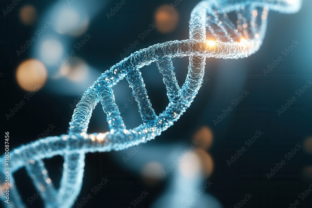 Poster a close-up view of a dna double helix structure with glowing elements, representing the essence of g