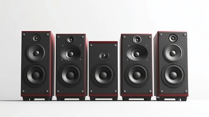 Fototapeta premium Kit of sound speakers isolated on white background